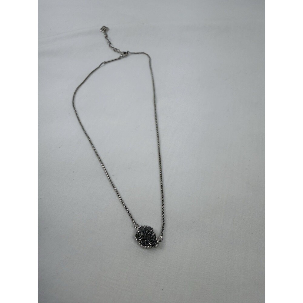 Kendra Scott Tess Pendent Silver Tone Necklace Adjustable Length
